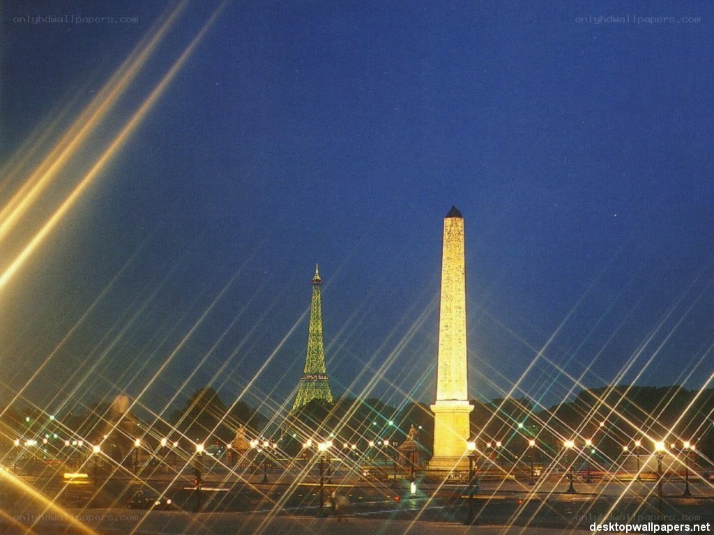 Eiffel Tower and Obelisk at Night