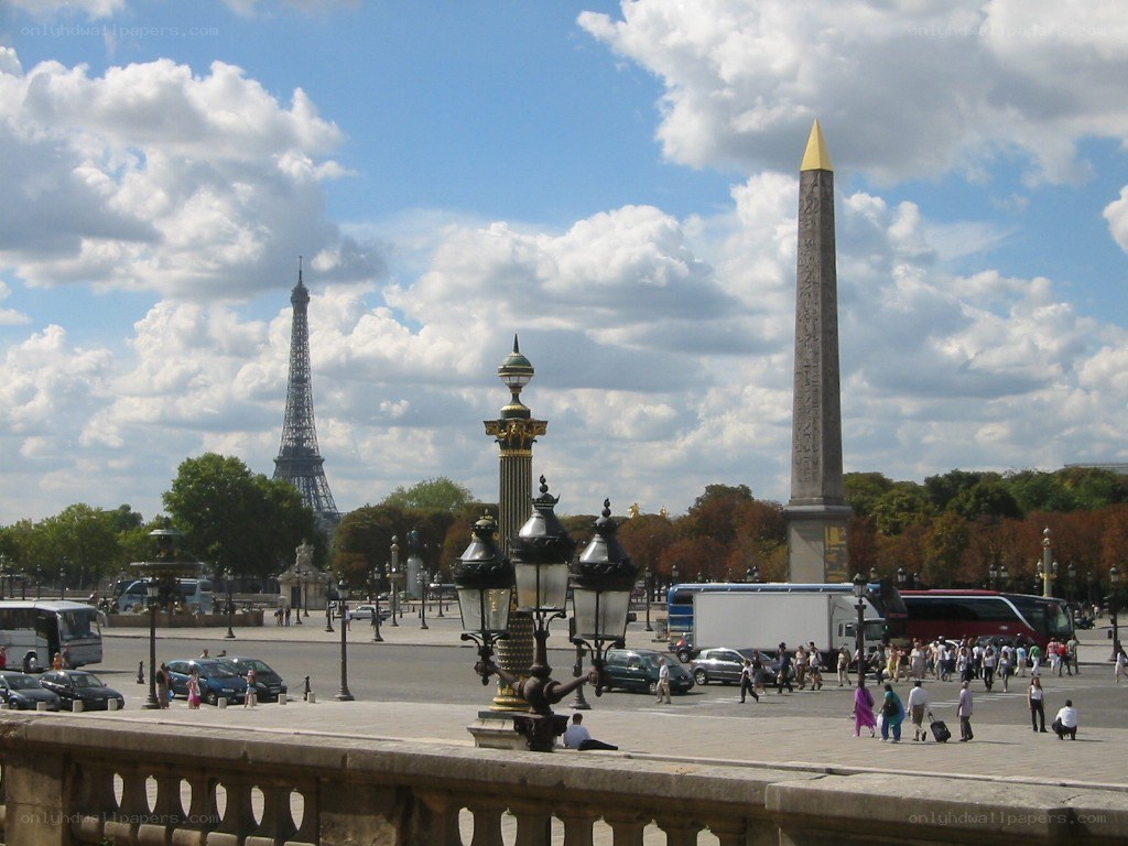 Eiffel Tower and Obelisk in Paris