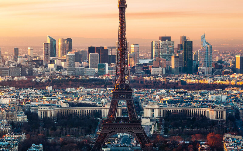 Eiffel Tower and Paris Skyline — Orange