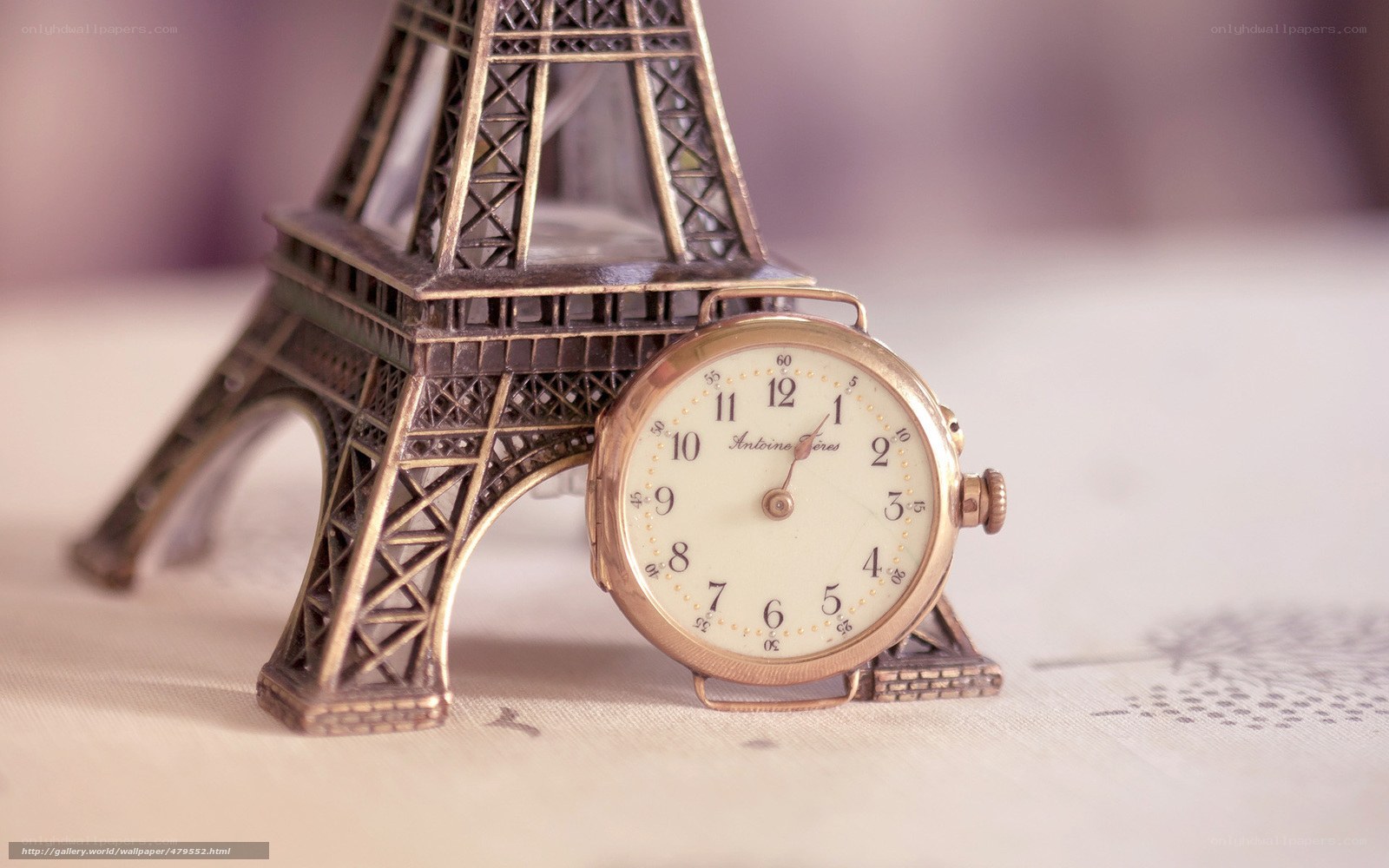 Eiffel Tower and pocket watch