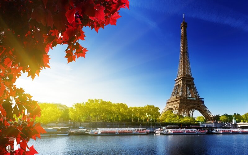 Eiffel Tower and River — Blue, Serene, Autumn