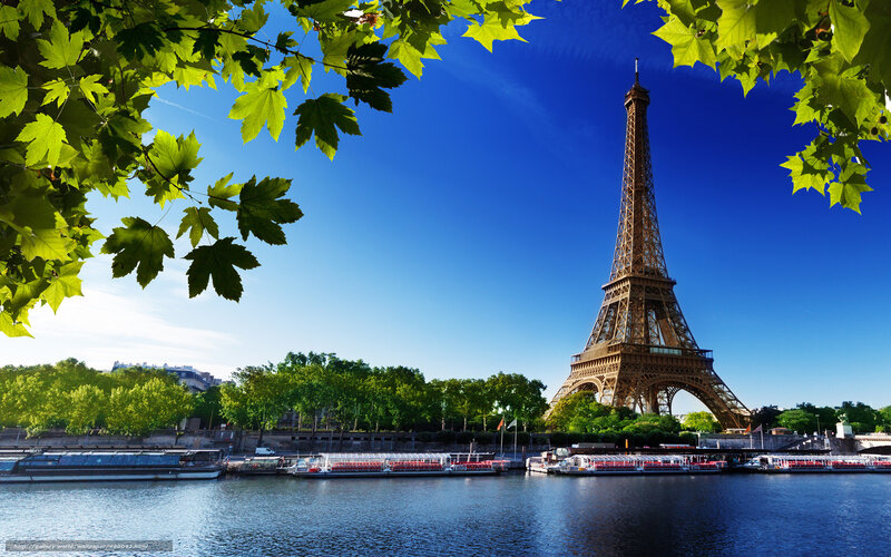 Eiffel Tower and River — Blue, Serene