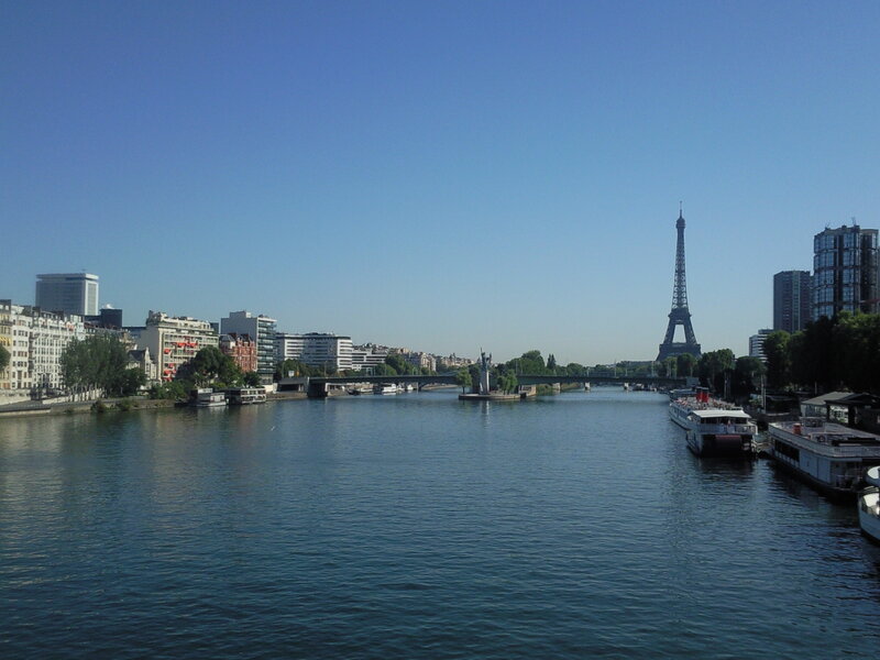 Eiffel Tower and Seine River — Blue, Calm