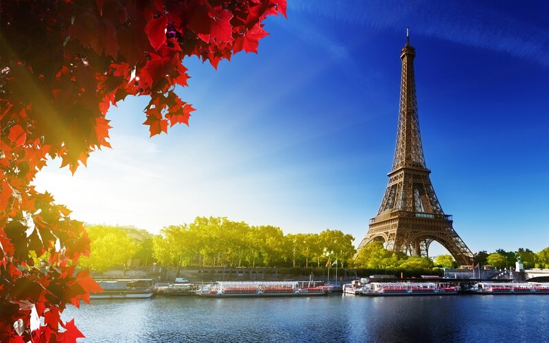 Eiffel Tower and Seine River — Blue, Serene, Autumn