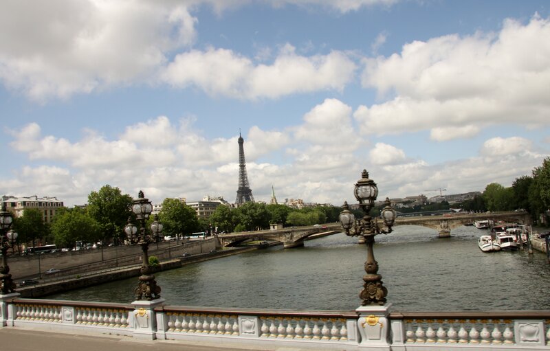 Eiffel Tower and Seine River — Blue