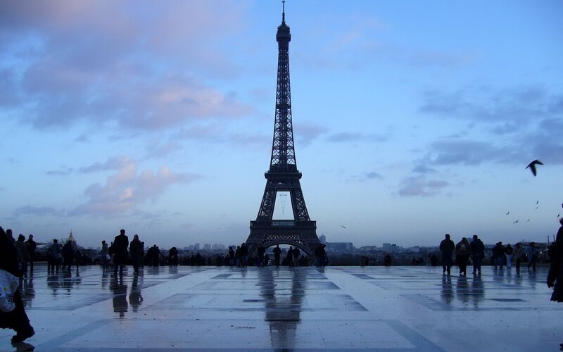 Eiffel Tower at Dusk — Blue, Calm, Photograph