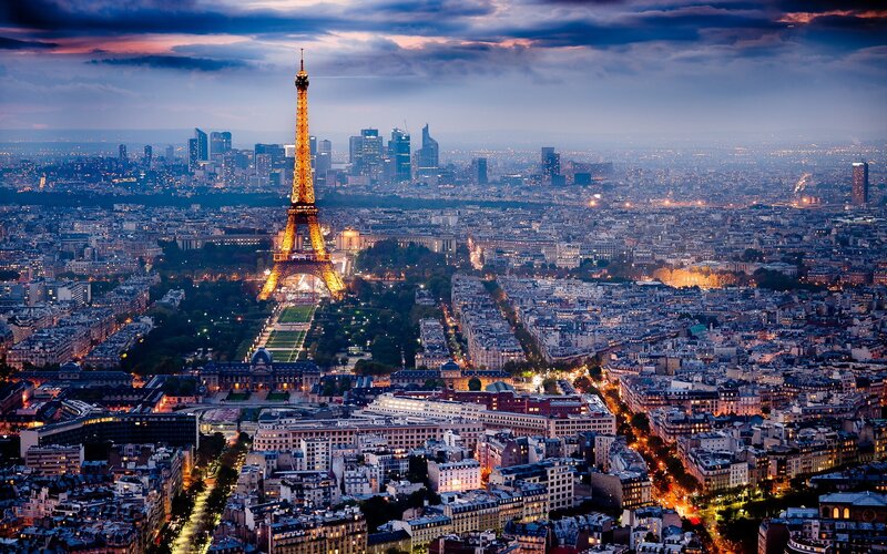 Eiffel Tower at Dusk — Blue, Dramatic, Night, Photograph, Cityscape, Skyscraper