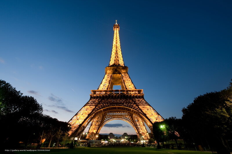 Eiffel Tower at Dusk — Blue, Dramatic, Night, Photograph