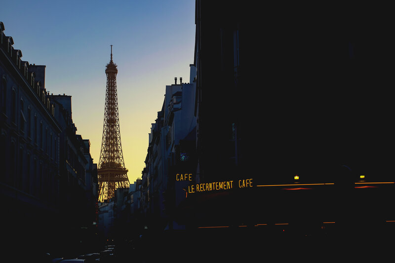 Eiffel Tower at Dusk — Blue, Dramatic, Sunset