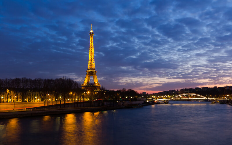 Eiffel Tower at Dusk — Blue, Serene
