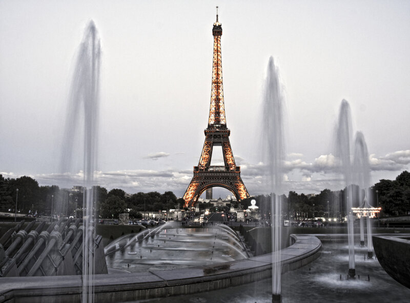 Eiffel Tower at Dusk — Gray, Dramatic