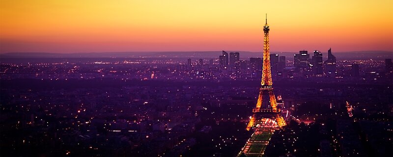 Eiffel Tower at Dusk — Orange, Dramatic, Sunset, Photograph, Cityscape, Skyline