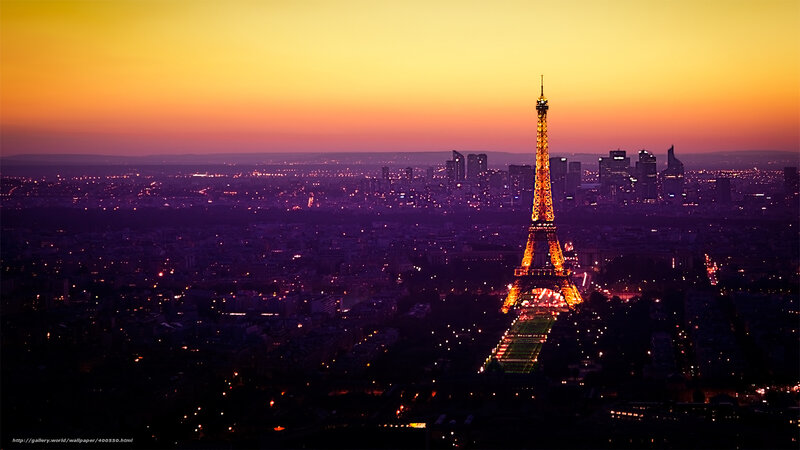 Eiffel Tower at Dusk — Orange, Dramatic, Sunset, Photograph, Cityscape