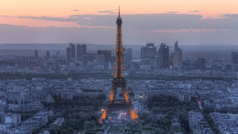 Eiffel Tower at Dusk — Orange, Serene