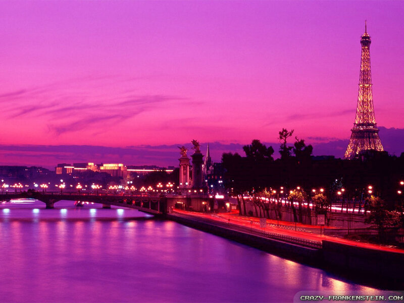 Eiffel Tower at Dusk — Purple, Serene, Sunset, Photograph, River