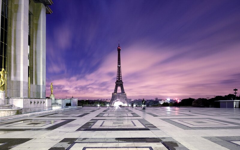 Eiffel Tower at Dusk — Purple, Serene