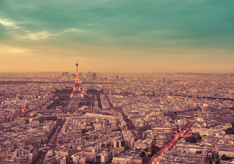 Eiffel Tower at Dusk — Teal