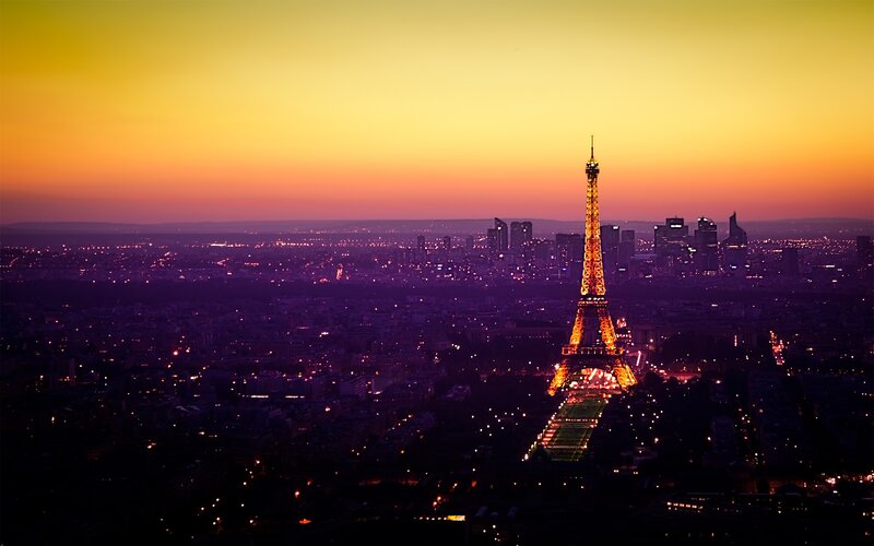 Eiffel Tower at Dusk — Yellow, Dramatic, Sunset