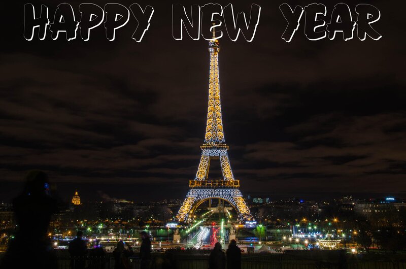 Eiffel Tower at Night — Black, Celebratory, Photograph, City Lights