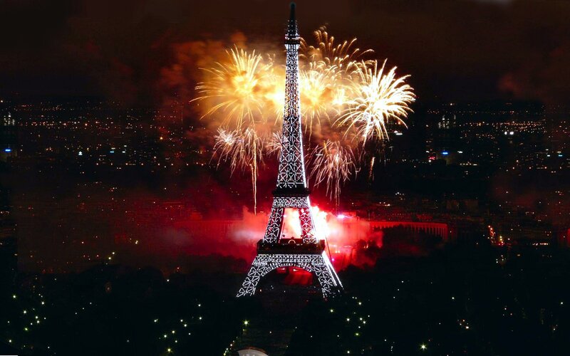 Eiffel Tower at Night — Black, Celebratory, Photograph