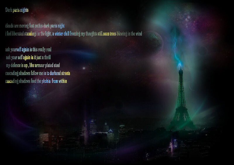 Eiffel Tower at Night — Black, Dark