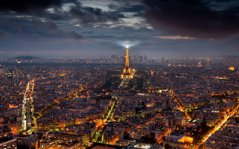 Eiffel Tower at Night — Black, Dramatic, Photograph, Cityscape