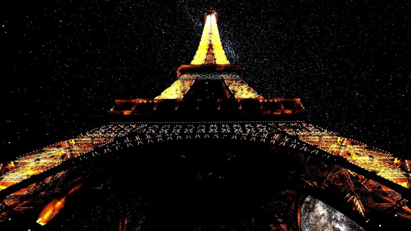 Eiffel Tower at Night — Black, Dramatic, Photograph, Night Sky, Lights