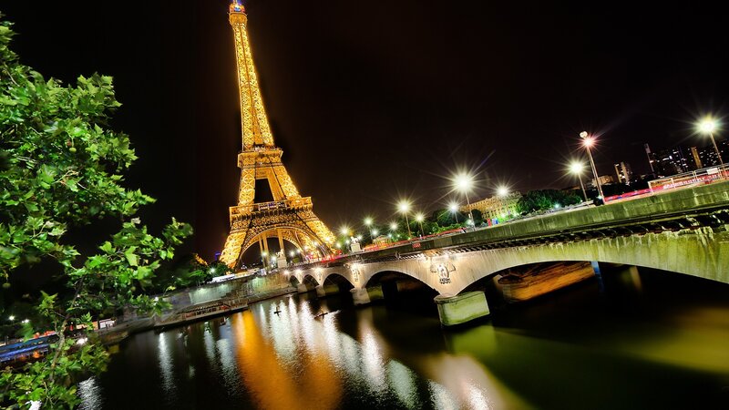 Eiffel Tower at Night — Black, Photograph