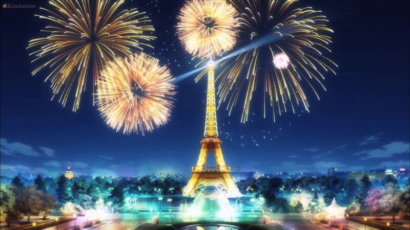 Eiffel Tower at Night — Blue, Celebratory, Anime
