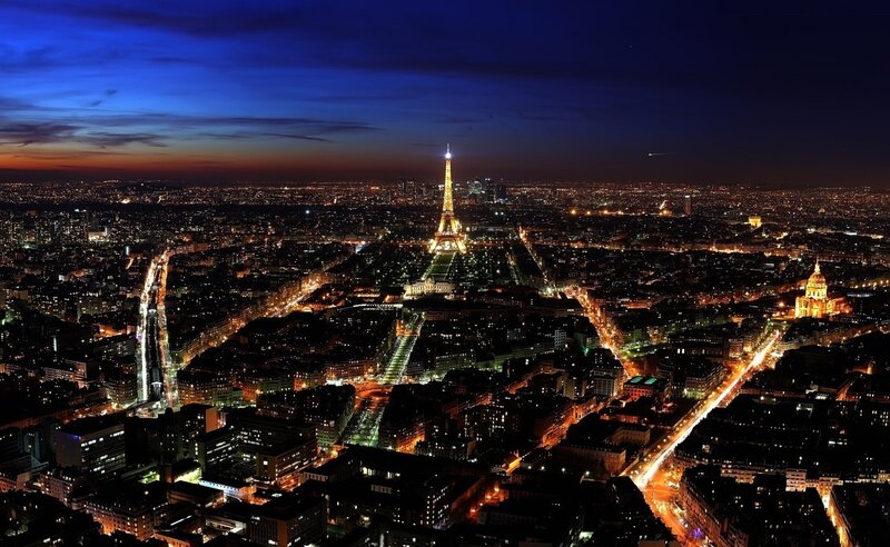 Eiffel Tower at Night — Blue, Dramatic, Photograph, City Lights, Skyline