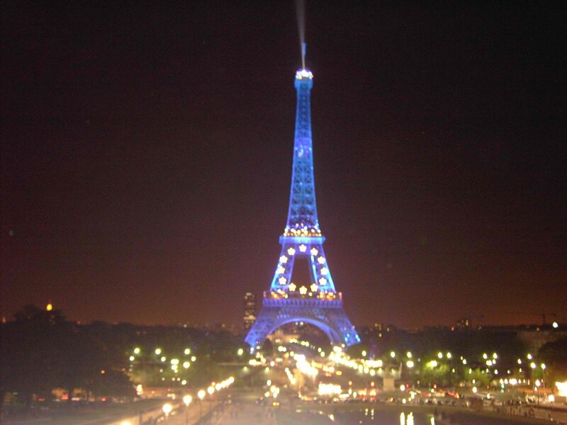 Eiffel Tower at Night — Blue, Dramatic, Photograph, City Lights