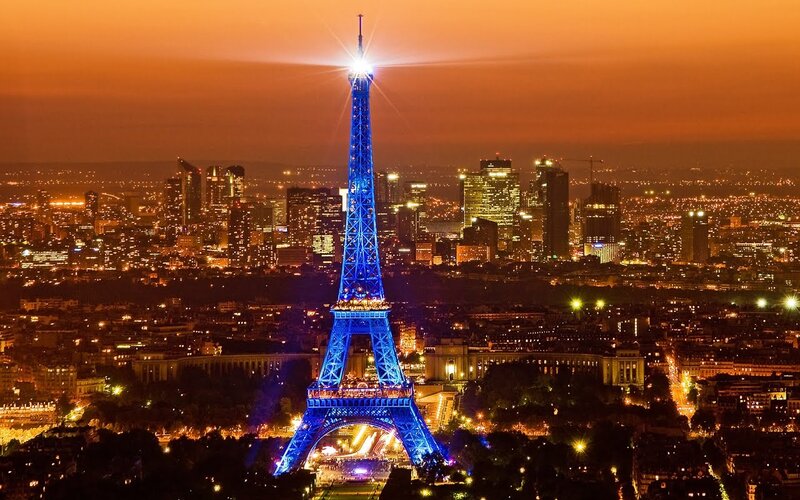 Eiffel Tower at Night — Blue, Dramatic, Photograph, City Skyline