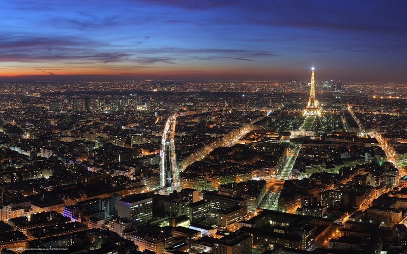 Eiffel Tower at Night — Blue, Dramatic, Photograph, Cityscape, Buildings, Sky