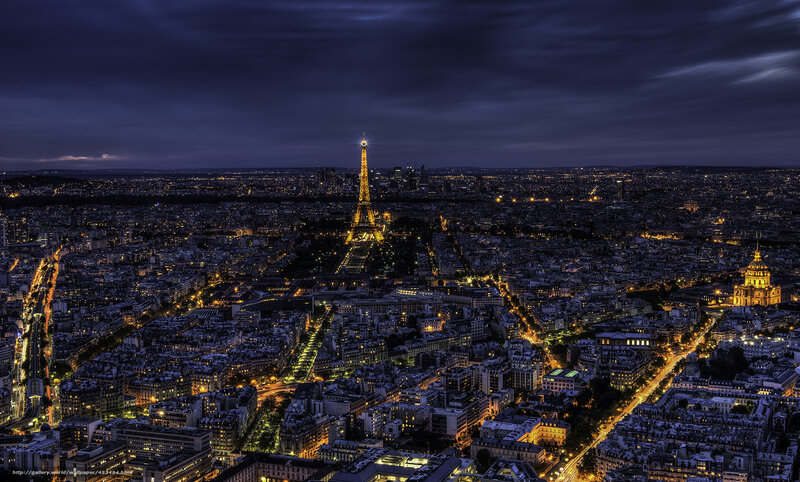 Eiffel Tower at Night — Blue, Dramatic, Photograph, Cityscape, Buildings, Streetlights