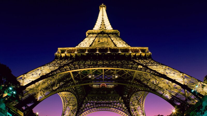 Eiffel Tower at Night — Blue, Dramatic, Photograph, Night Sky