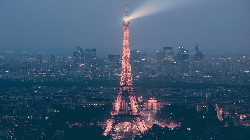 Eiffel Tower at Night — Blue, Dramatic, Photograph, Paris Skyline