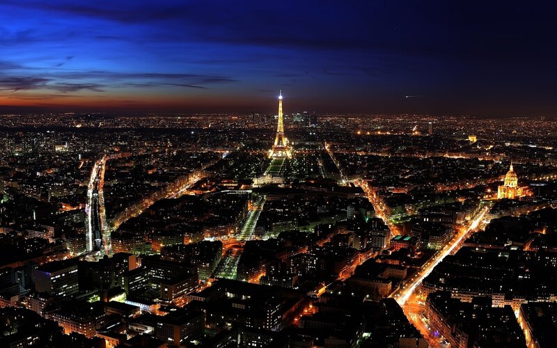 Eiffel Tower at Night — Blue, Photograph