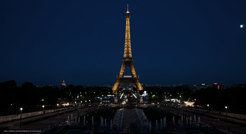 Eiffel Tower at Night — Blue, Serene, Photograph, Moon