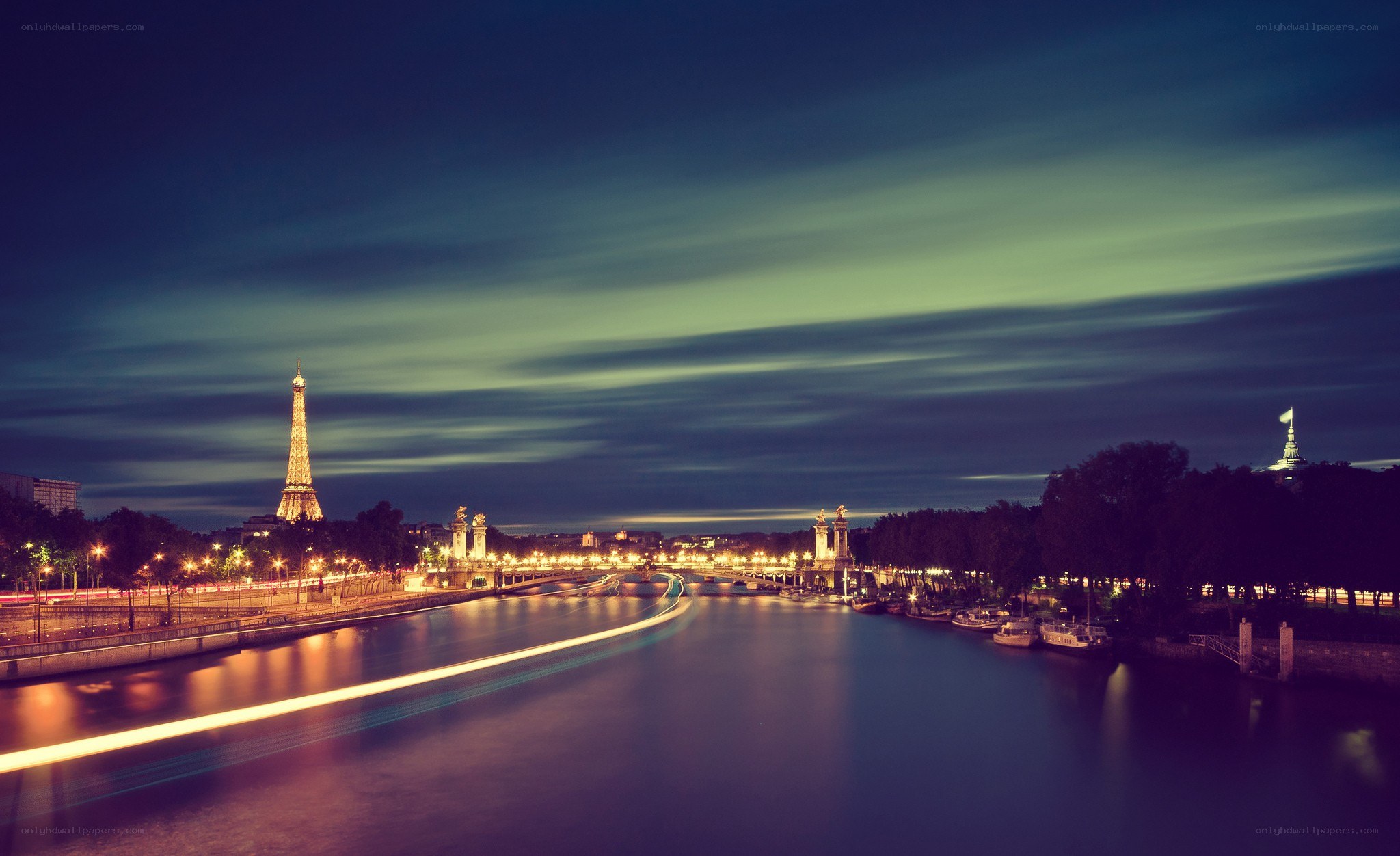 Eiffel Tower at night in Paris