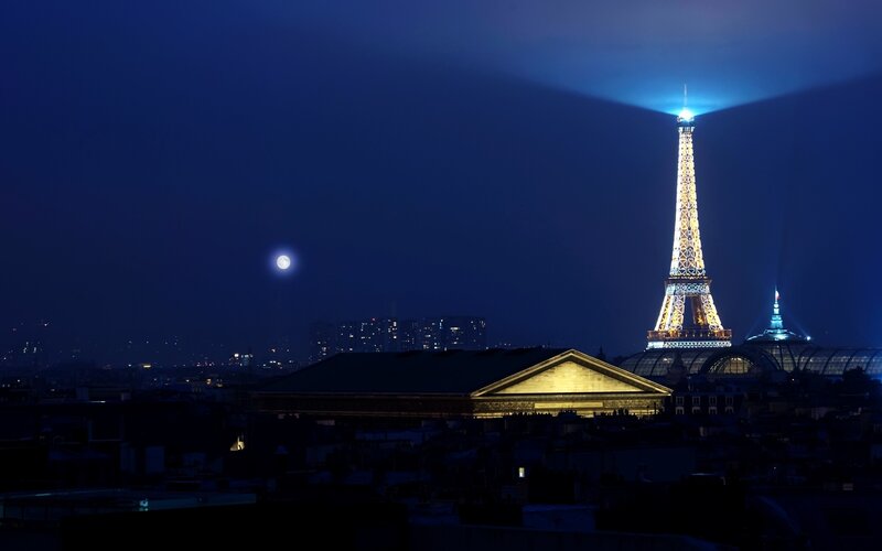 Eiffel Tower at Night — Moon