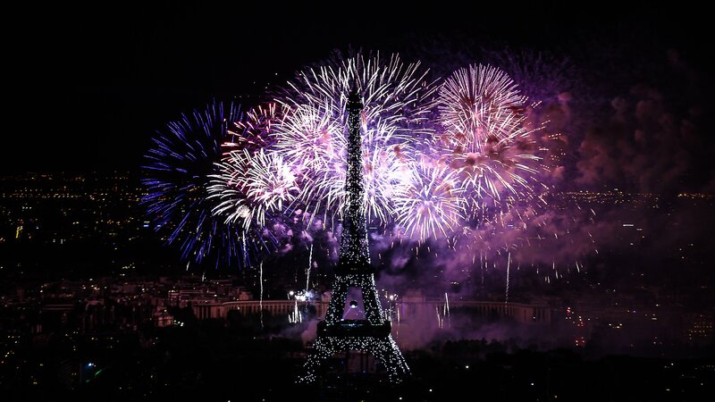 Eiffel Tower at Night — Purple, Festive