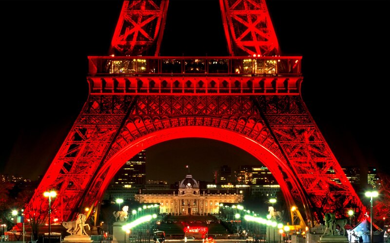 Eiffel Tower at Night — Red