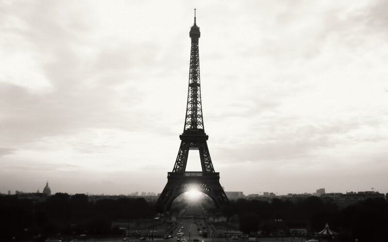 Eiffel Tower at Sunrise — Black