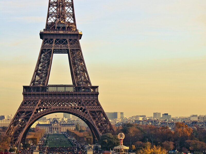 Eiffel Tower at Sunset — Brown, Serene