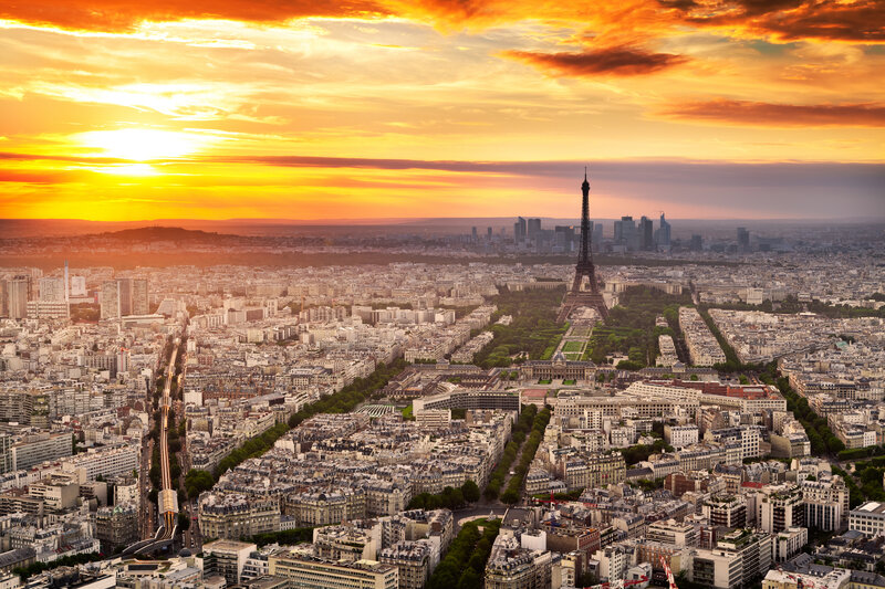 Eiffel Tower at Sunset — Orange, Dramatic, Photograph, Cityscape
