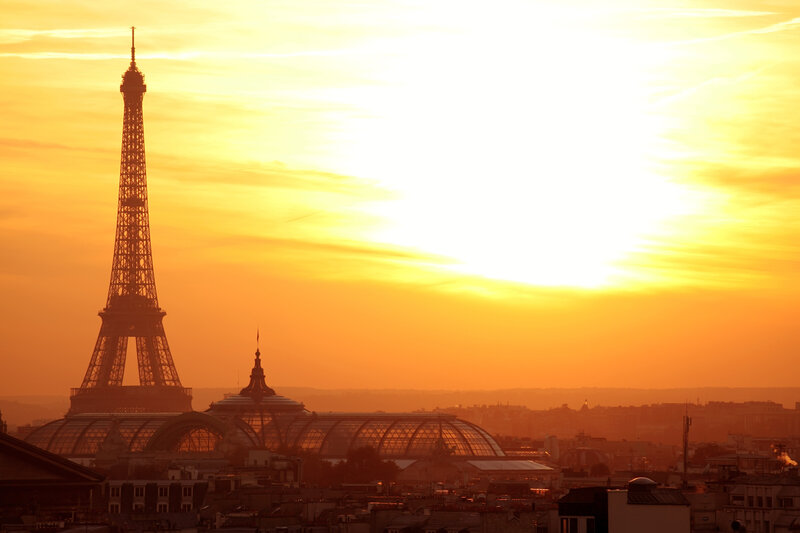 Eiffel Tower at Sunset — Orange, Dramatic, Photograph, Paris Skyline