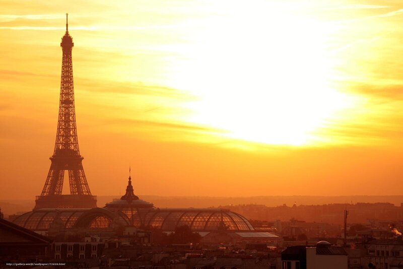 Eiffel Tower at Sunset — Orange, Dramatic