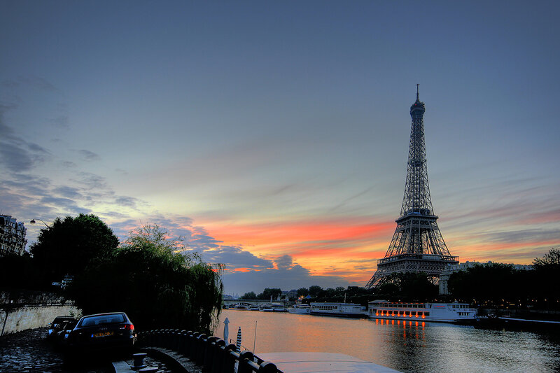 Eiffel Tower at Sunset — Orange, Serene