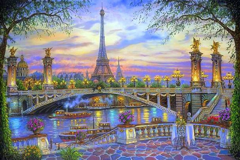 Eiffel Tower at Sunset — Purple, Serene