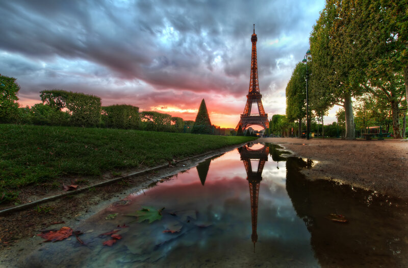 Eiffel Tower at Sunset — Red